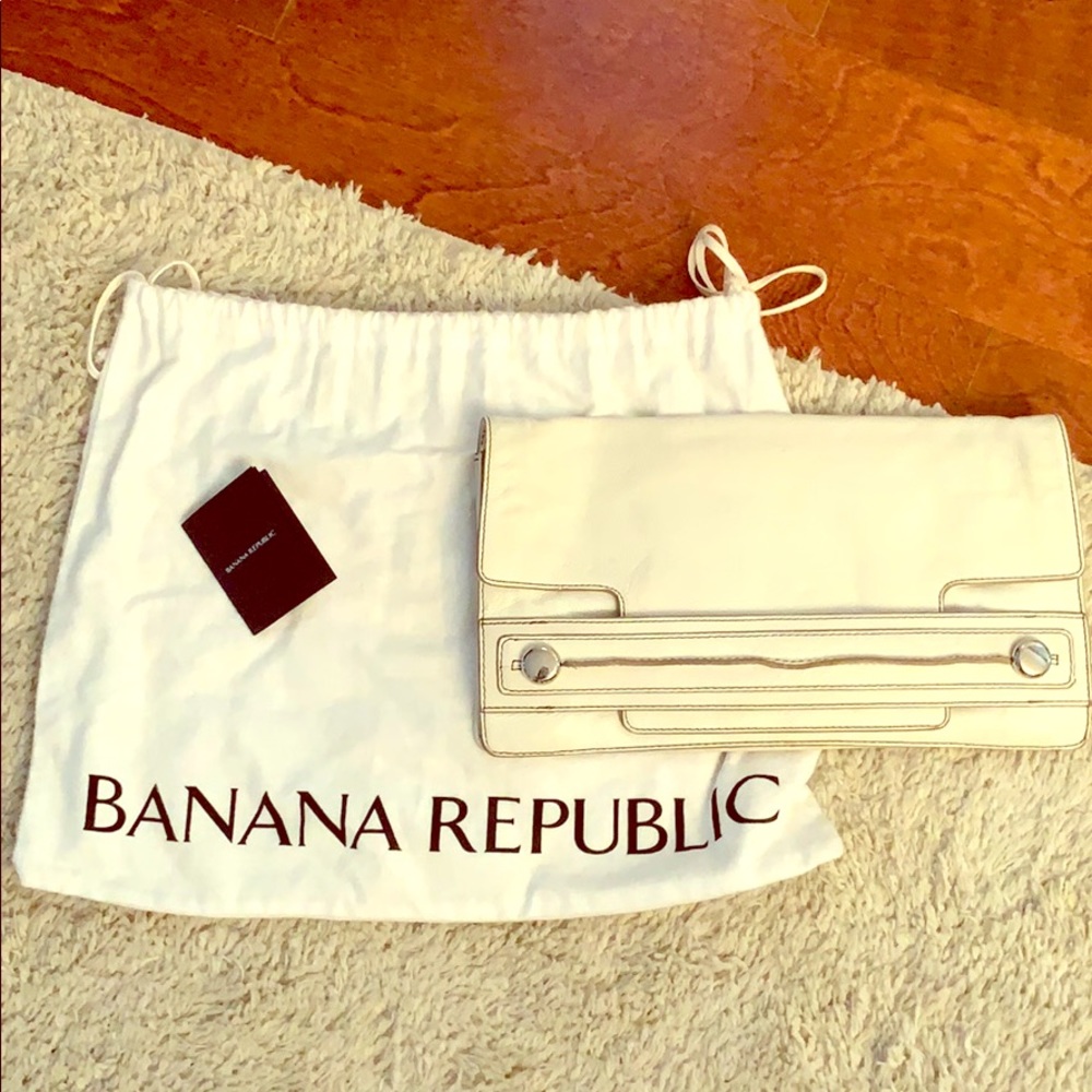 Banana republic Cream leather clutch